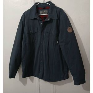 Eddie bauer mens xl slate blue gray chore jacket fleece lined spring jacket